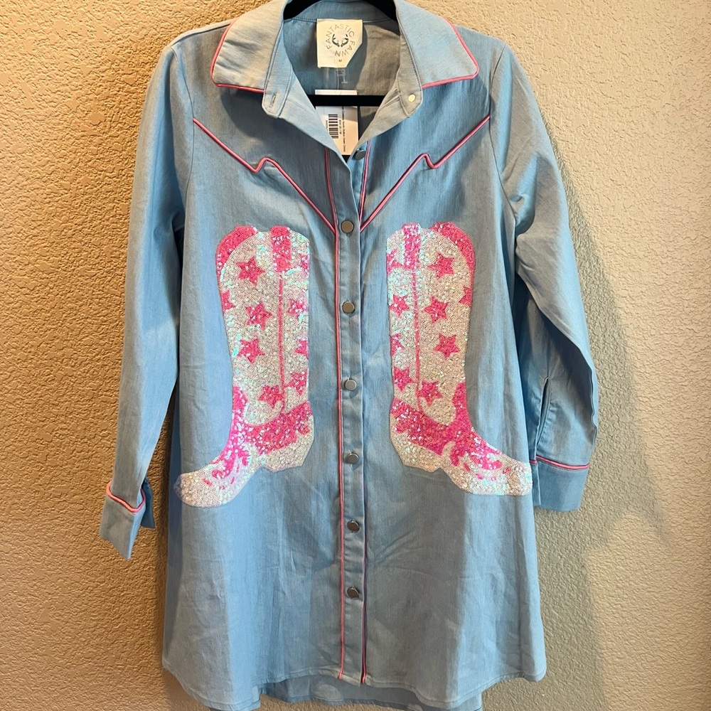 Boutique, Fantastic Fawn, Sequined Boot, Western Style Dress, Size Medium
